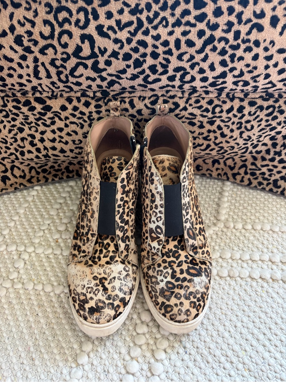 Linea Paolo Felicia Wedge Sneaker- Slip-On Ankle Sneakers - Tan Leopard
